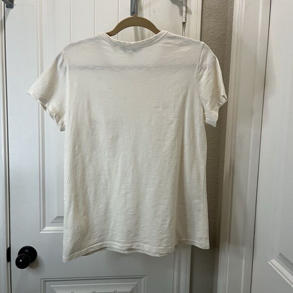 Toad & Co Primo T-Shirt Womens Size S Ivory Organic Cotton Logo Short Sleeve Top - Picture 6 of 9